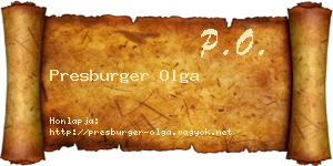 Presburger Olga névjegykártya